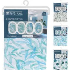 Занавеска для ванной Promstore 55586 Штора для душа 180 x 200 см, для ванной комнаты, полиэстер