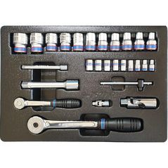 Набор ручных инструментов King Tony 7527MR набор 1/4" и 1/2" торцевых головок 6 гран., принадлежностей 27 пр.