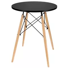 Mobilier pentru grădină Jumi CM-354159 Masa rotunda MDF, 60x60x74cm, stil scandinav, Oak Artisan/Negru