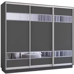 Dulap Mobildor-Lux Fox uși glisante din PAL cu elemente din oglindă (260x60x210H cm) Anthracite