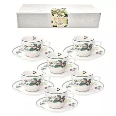 Cană Andrea Fontebasso 55880 Set 6 cesti 80ml Atollo Sweet Berry cu farfurie, portelan