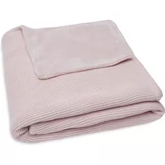 Set de perne si plapume Jollein 517-522-65310 Paturica Basic Knit Pale Pink/Coral FleeceS, 100x150 cm
