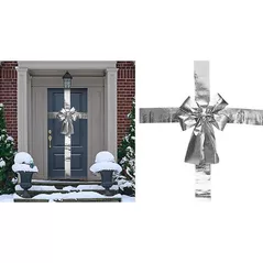 Новогодний декор Promstore 56461 Fundita decorativa pentru usă 33x10x42сm, stofa brocart argintie