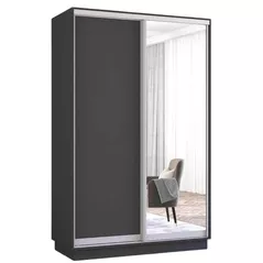 Шкаф Mobildor-Lux Раздвижные двери Fox из зеркала и ДСП (140x60x220H см) Антрацит