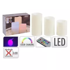 Lumânare Promstore 48206 Set lumanari LED cu schimb de culoare 3buc, telecomanda