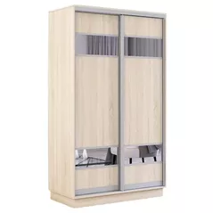 Dulap Mobildor-Lux Fox uși glisante din PAL cu elemente din oglindă (100x60x200H cm) Sonoma