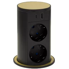 Розетка электрическая ASA Plastici 060.47F.00110 Versalift round version 2 sockets F + 1 USB 5V (A+C) Gold
