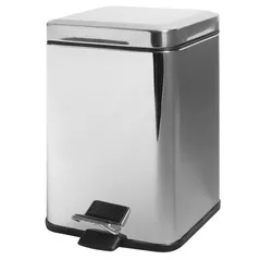 Coș de gunoi Bisk 00122 patrat cu pedala 6L crom, BISK