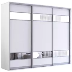 Шкаф Mobildor-Lux Раздвижные двери Fox из ДСП с зеркальными элементами (250x60x200 см, высота) Белый