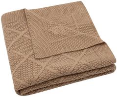 Lenjerie de pat pentru copii Jollein 516-511-68039 Paturica Check Knit Biscuit, 75x100cm