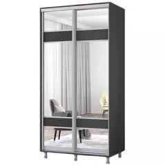 Dulap Mobildor-Lux Aron-S 1.0m-1.8m uși glisante din PAL cu oglindă zebra (180x60x240H cm) Anthracite