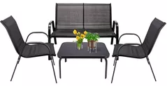Mobilier pentru grădină Jumi OM-967984 Mobilier de gradina FIESTA, masă, canapea, 2 fotolii, Negru