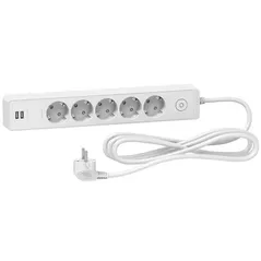 Удлинитель электрический Schneider ST945U3W Prelungitor 5 locuri+2 usb+intr. 16X3m