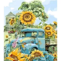 Картина по номерам Strateg 57240 Camion in floarea-soarelui 40x50cm