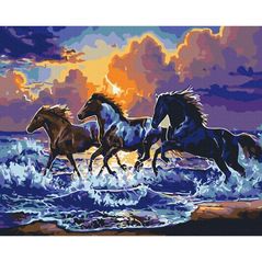 Картина по номерам BrushMe BS34306 40*50 cm (în cutie) Herghelie de cai negri