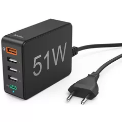 Încărcător cu fir Hama 201630 5 Ports QC 3.0 3xUSB-A 1xUSB-C PD 51W Black