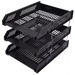 Suport pentru documente Deli DLE9209-02 Set 3 tavite suprapozabile Simpli, negru