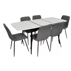 Комплект стол и стулья Evelin di Costacurta стол DT-532R B + 6 стульев YTC-078B Bjorn-13 (Grey)