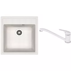 Chiuvetă bucătărie cu bateria Dr.Gans Nika 470 + SanDonna F 1066 alb