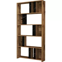 Raft de birou Trendy Lima, Nuc, Marmura Neagra 90x180x20cm, raft de carti