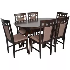 Комплект стол и стулья Evelin di Costacurta стол Raffles Oval Chocolate + 6 стульев Deepa R Chocolate/Ekea12 Dark Brown