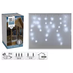 Ghirlandă Promstore 49293 Огни новогодние Сосульки 180LED 3.5m, белые, прозр кабель