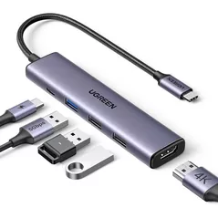 USB Hub Ugreen 15495 HUB 5 in 1 USB-C, Grey