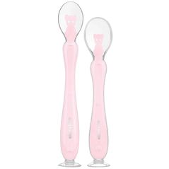 Seturi pentru hrănire bebelușilor Kikka Boo 31302040106 Lingurite de silicon cu ventuza Roz, 2 buc.