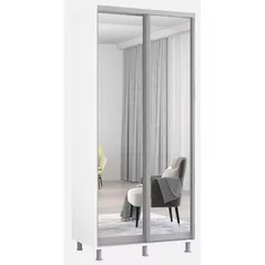 Шкаф Mobildor-Lux Раздвижные зеркальные двери Aron-P (130x60x200 см) Бриллиантовый белый