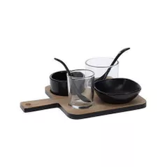 Посуда прочая Excellent Houseware 51389 Набор для аперитива 7ед, деревянная подставка 22x17cm