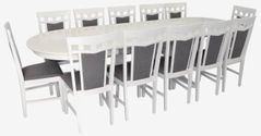 Комплект стол и стулья Evelin di Costacurta стол HV-33V White + 12 стульев Deppa R White/NV-10WP Grey