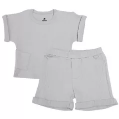 Haine pentru copii Minikin 25062092 Naturelle Комплект футболка и шорты р-р92, серый светлый, унисекс