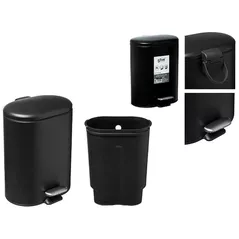 Урна для мусора 5five 55779 Siliflex 6l, negru cu pedala