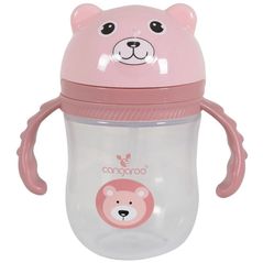 Cană cu pai Cangaroo C0586 Berry Pink 240ml