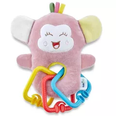 Iinel dentiție BabyJem 693 Jucarie din plus cu inele dentitie Funny Monkey Roz