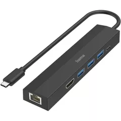 Adaptor IT Hama 200144 USB-C Hub, Multiport, 6 Ports, 3 x USB-A, USB-C, HDMI, LAN/Ethernet