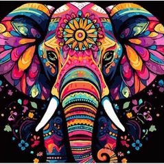 Картина по номерам Strateg 57226 Elefant colorat 40x40cm (fundal negru)