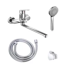 Смеситель для ванны Hydro S Set baterie cadă, pipă lungă, cu pară și furtun, Aquafix 501, crom (0400374)