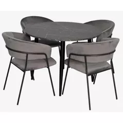 Set masă și scaune Evelin di Costacurta стол DT-402-6B + 4 стула YTC-097B Dark grey