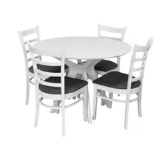 Комплект стол и стулья Evelin di Costacurta стол Raffles Round White (d=960) + 4 стула COCO White/NV-10WP Grey