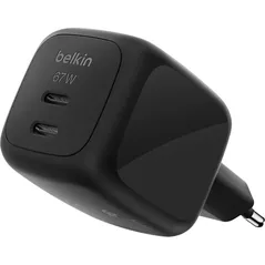 Зарядное устройство сетевое Belkin WCH020KQBK 67w Dual USB-C PD wall Charger with PPS, Black