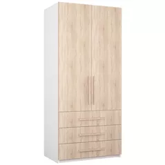 Dulap Mobildor-Lux Smart-Home (0.80x0.56x2.0H m) cu polițe și sertare Alb/Sonoma