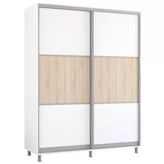 Шкаф Mobildor-Lux Aron-S 1.0m-1.8m uși glisante din PAL orizontal (170x60x200H cm) Alb Brilliant