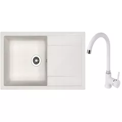 Chiuvetă bucătărie cu bateria Dr.Gans Techno 860 + SanDonna F 7073 alb