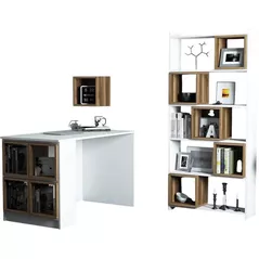 Офисный стол Trendy Cutie, Alb, Nuc, cu raft