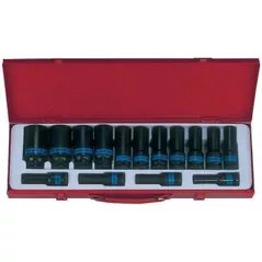 Set de tubulare, bite, duze King Tony 4415MP03 набор 1/2" ударных головок, глубоких 6 гран. 10-32мм, 15 пр.