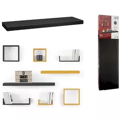 Полка декоративная 5five 55756 80x23.5x3.8cm Fixy negru MDF