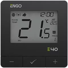 Termostat de cameră ENGO Controls E40-230B prin internet ZigBee/Wireless cu baterie, black
