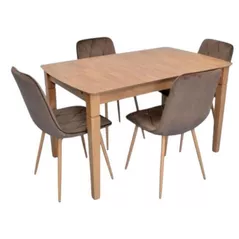 Комплект стол и стулья Evelin di Costacurta стол HV-27V Light Brown + 4 стула YTC-080Wo Bluvel-38