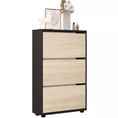 Raft pentru încălțăminte Mobildor-Lux Leo 80x27x125H cm Anthracite/Sonoma